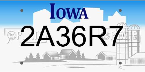 2A36R7 Iowa License Plate