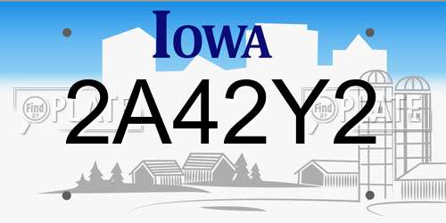 2A42Y2 Iowa License Plate