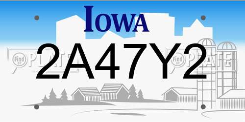 2A47Y2 Iowa License Plate