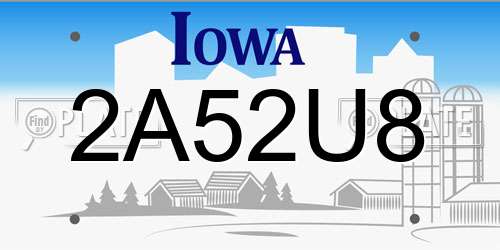 2A52U8 Iowa License Plate