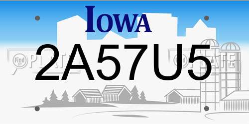 2A57U5 Iowa License Plate
