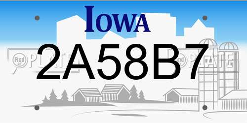 2A58B7 Iowa License Plate