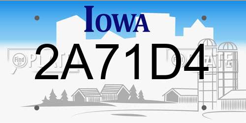 2A71D4 Iowa License Plate