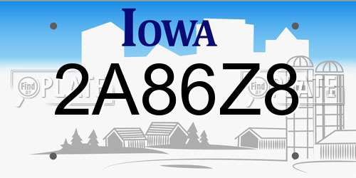 2A86Z8 Iowa License Plate