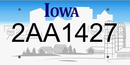 2AA1427 Iowa License Plate