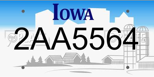 2AA5564 Iowa License Plate