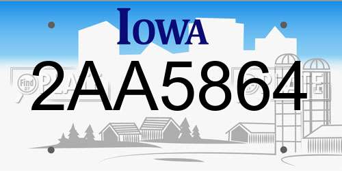 2AA5864 Iowa License Plate