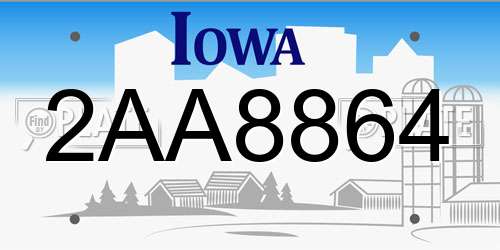 2AA8864 Iowa License Plate