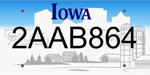 2AAB864 Iowa License Plate