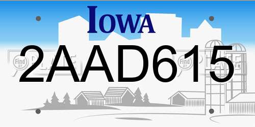 2AAD615 Iowa License Plate