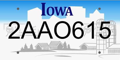 2AAO615 Iowa License Plate