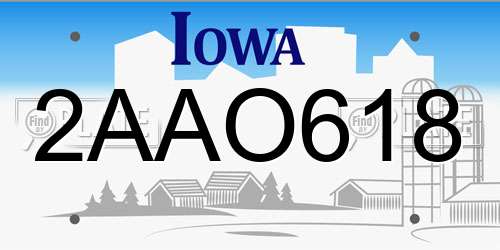2AAO618 Iowa License Plate