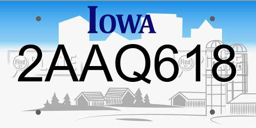 2AAQ618 Iowa License Plate