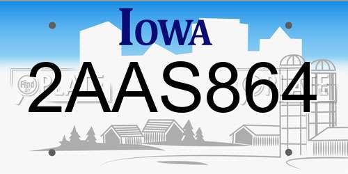2AAS864 Iowa License Plate