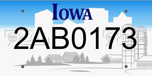 2AB0173 Iowa License Plate