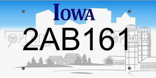 2AB161 Iowa License Plate