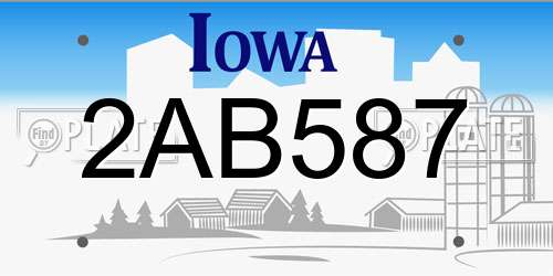 2AB587 Iowa License Plate