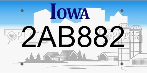 2AB882 Iowa License Plate