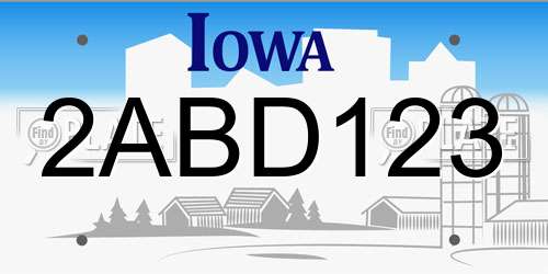 2ABD123 Iowa License Plate