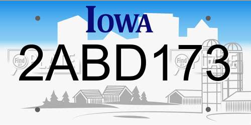2ABD173 Iowa License Plate