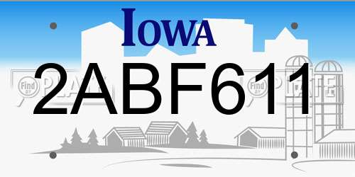 2ABF611 Iowa License Plate