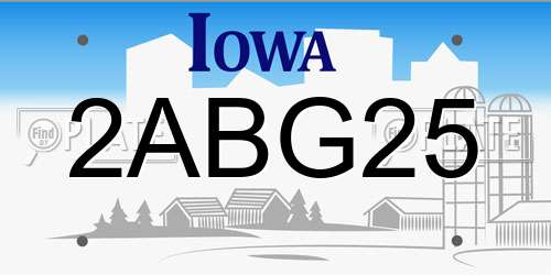 2ABG25 Iowa License Plate