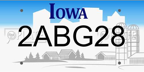 2ABG28 Iowa License Plate