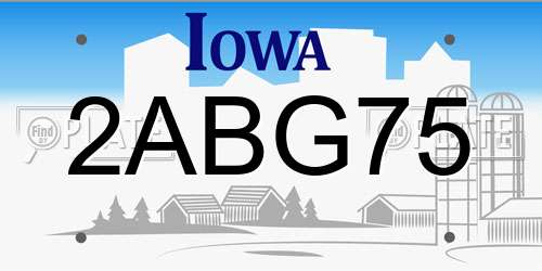 2ABG75 Iowa License Plate