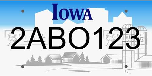 2ABO123 Iowa License Plate