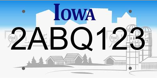 2ABQ123 Iowa License Plate
