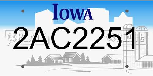 2AC2251 Iowa License Plate