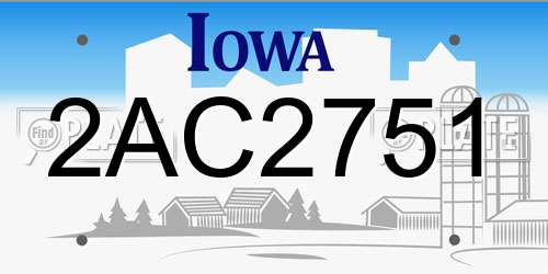 2AC2751 Iowa License Plate