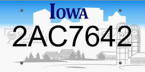 2AC7642 Iowa License Plate