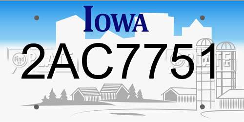2AC7751 Iowa License Plate