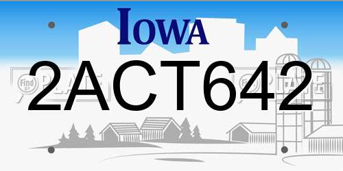 2ACT642 Iowa License Plate