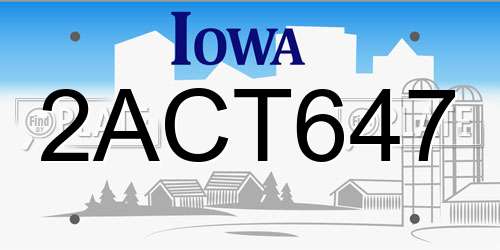 2ACT647 Iowa License Plate