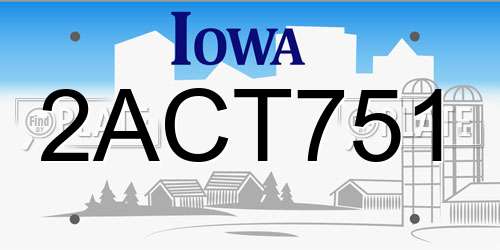 2ACT751 Iowa License Plate
