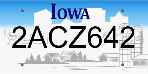2ACZ642 Iowa License Plate