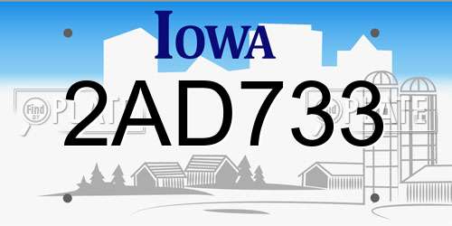 2AD733 Iowa License Plate