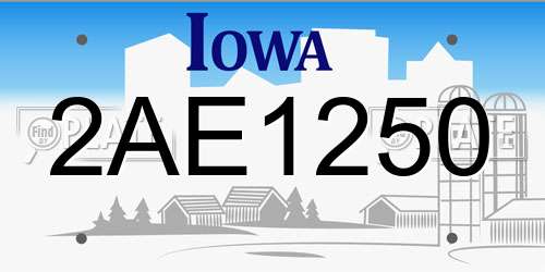 2AE1250 Iowa License Plate