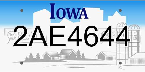 2AE4644 Iowa License Plate