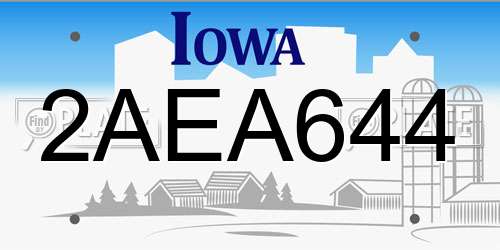 2AEA644 Iowa License Plate