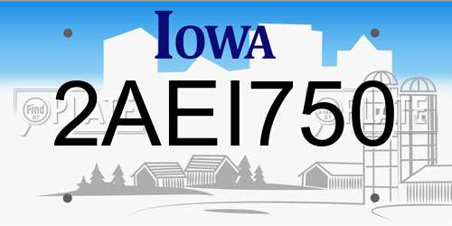 2AEI750 Iowa License Plate