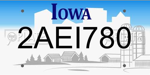 2AEI780 Iowa License Plate