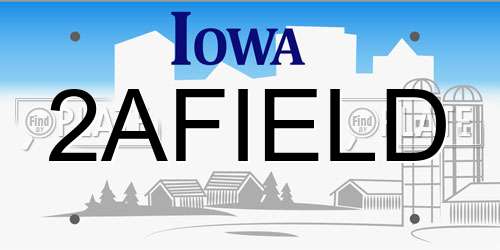 2AFIELD Iowa License Plate