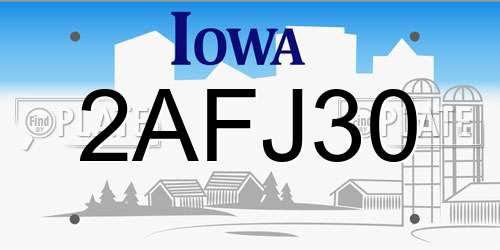 2AFJ30 Iowa License Plate