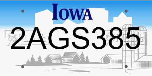 2AGS385 Iowa License Plate