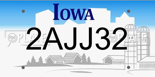 2AJJ32 Iowa License Plate