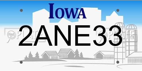 2ANE33 Iowa License Plate