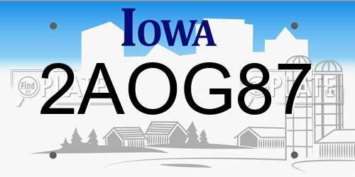 2AOG87 Iowa License Plate